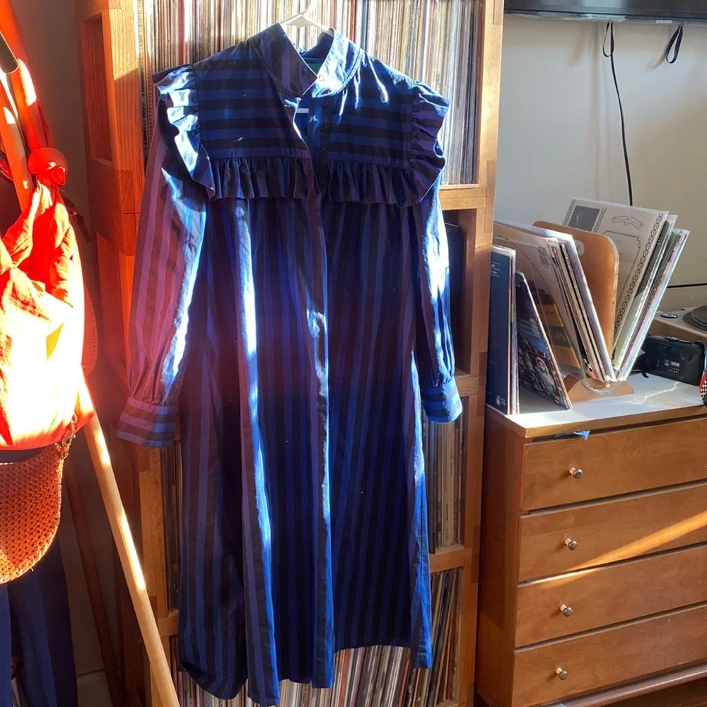 Clare V blue striped dress size S - Picture 4 of 9